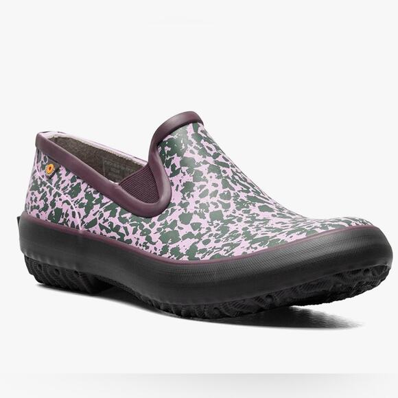 BOGS Women's Patch Slip-on-Spotty Rain Shoe in Burgundy Multi - Picture 1 of 11